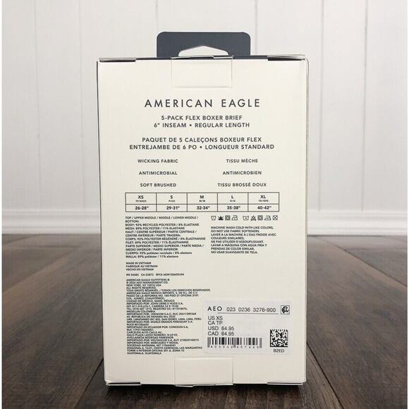 American Eagle Flex Boxer Briefs 6" Inch 5-Pack Stretchy Soft Size XS Gray Multi - Picture 3 of 7